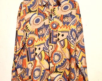 90s Vintage Wild Pattern Button Up Shirt large mt68530