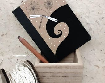 Pocket Notebook/Notepad for sketches and notes-hand painted. Dragonfly