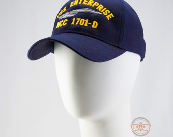 Star Trek Hat - The Next Generation TNG - USS Enterprise 1701-D - Embroidered Geeky Baseball Cap - Naval Hat Inspired