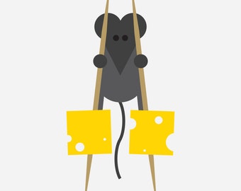 Souris sur pilotis, sur fond blanc