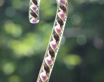 Totally Gothic Purple Hand Blown Glass Candy Cane CC11