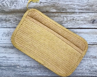 Express Clutch, 80s Bag, Vintage Purse, Yellow