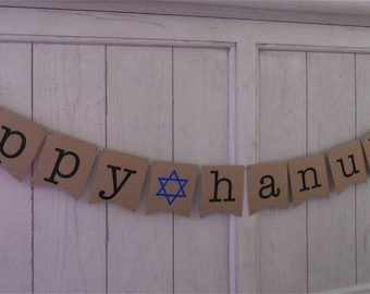 Happy Hanukkah Banner . Hanukkah Banner . Hanukkah Decoration . Happy Hanukkah . Festival of Lights . Glitter . Customize Bunting Flag Color