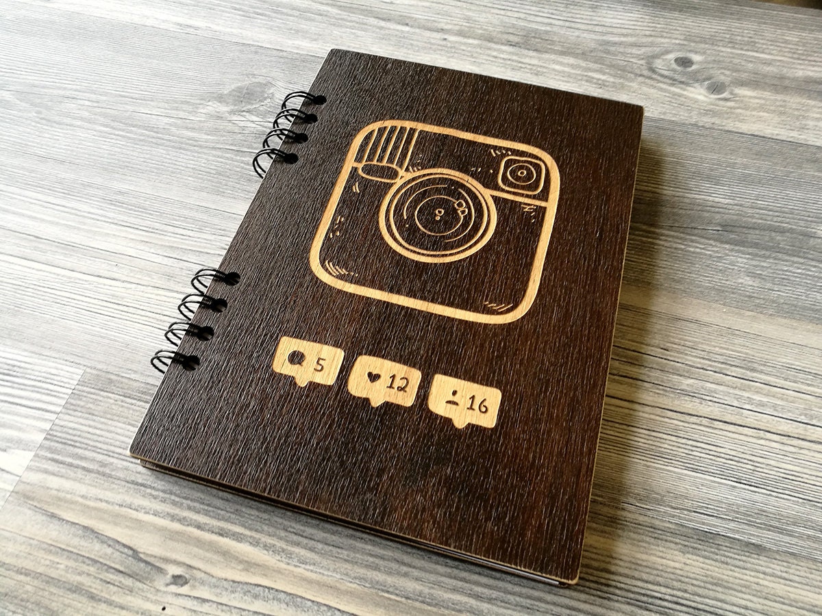 Wood Notebook Instagram Custom Journal Laser Engraved Notebook