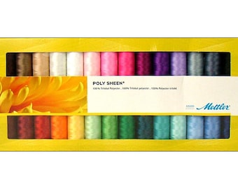 Mettler 28 pc Poly Sheen Embroidery Thread in Solids