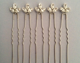 Bridal hair pins, bridesmaid hair pins, crystal hair pins, gold hair pins, silver hair pins