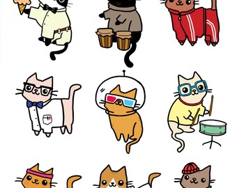 Cute Cat Stickers Sticker Sheet Planet Kitty Funny Stickers Cute Gift Felines