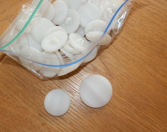 Vintage White Glass Shank Buttons-Frosted Look/Lot of 36