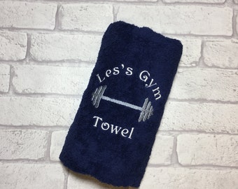 Personalised Weights gym towel. Dumbells Towel Excerise sweat towel. Fitness towel. Workout towel