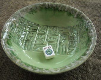 Mahjong Bowl - Green Mahjong Pottery - Mahjong Gift - Oriental Bowl - Green Pottery - Gift Idea - Mahjong Tableware