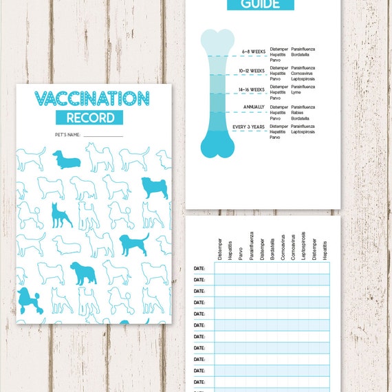 Printable Dog Vaccine Health Record Pet Care Record Book