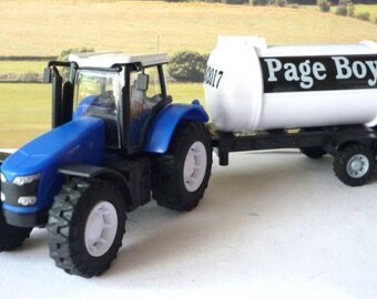 Wedding Day Personalised Name Page Boy Usher Best Man Ring Bearer Name Gift Boys Toy Farm Tractor Trailer Tanker Boxed Present