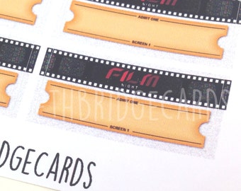 Film Night Stickers; Filofaxing; Erin Condren; Cute Stickers; Kawaii Stickers; Planner Sticker; Movie Stickers; Movie Night Stickers