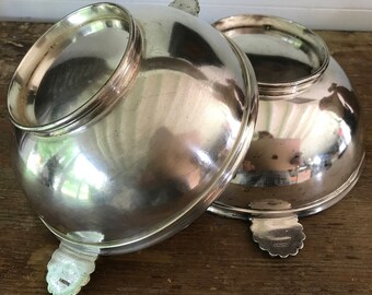 Set of 2 dishes or vegetable dishes made of silver plated metal