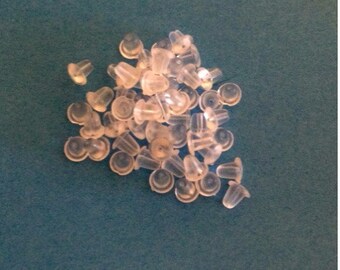 250 Earring Backs Clear Plastic Rubber Earring - 4mm - Hypoallergenic