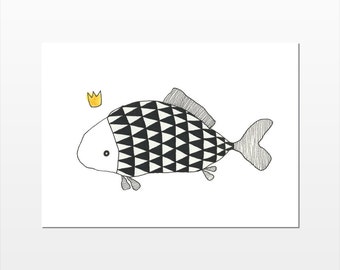 Love Fish (Triangles) - Fine Art A6 Colouring Postcard