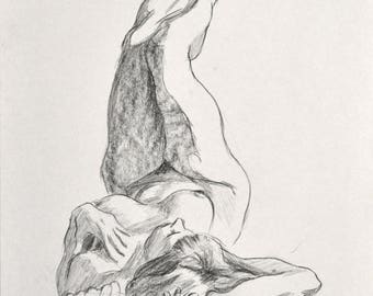 Original Charcoal Figure Drawing