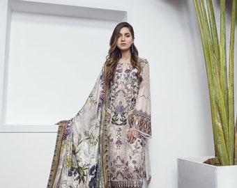 Baroque Chantelle Chiffon 2018 Original (Eden) , Made to order, Partywear, formal wear, Pakistani Indian Bengali Shalwar Kameez