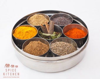 Indian Spice Tin - Masala Dabba - Spice Tin - Spices Set - Gift for Foodie - Gift for Chef - Award Winning Garam Masala - Spice Rack Box