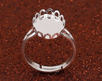 5 supports adjustable silver ring for 14x10mm - SC0086605 cabochons-