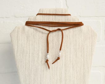 SALE, lariat, lariat necklace, leather lariat, brown necklace, boho necklace, leather choker, stacylynnc, brown leather necklace, bolo