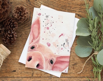 Pig Card - Farm Animal Card - Farm Animals - Vegan Card - Pig Lover Gift - Cute Pig Card- Animal Lover gift - Christmas Stocking Stuffers