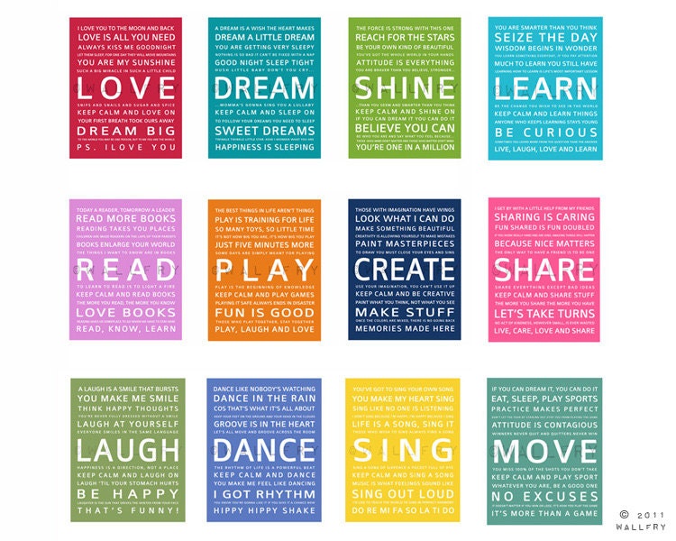 SET Of ANY 5 Typography Art Prints Baby Nursery SET Of ANY 5 Typography Art Prints Baby Nursery