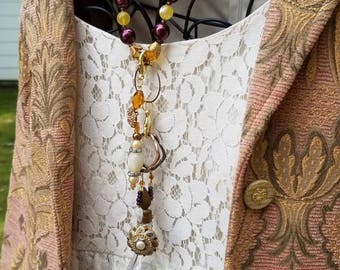 Perfume Bottle Assemblage Pendant Necklace
