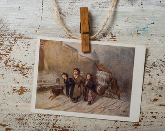 Vintage reproduction, Russian classical art, unused postcard, museum card, classic painting, Perov, scrapbooking craft paper post crossing