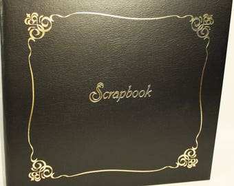 12x12 Black Scrapbook with Gold Scroll