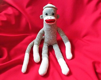 Sock Monkey Frank - Handmade - Stuffed Toy Animal Rockford Red Heel Socks