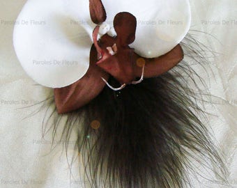 Feather and artificial customize Orchid Boutonniere