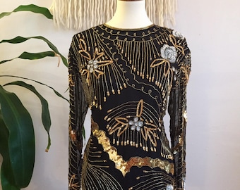 Beaded & Sequined Silk Blouse