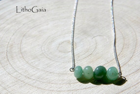 Aventurine Bar necklace on Silver 925 necklace, Aventurine Gemstone, birthstone necklace, Aventurine jewelry, Minimalist Aventurine Necklace