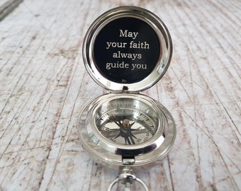 Compass, Engraved Compass, Silver Compass, Working Compass, Valentines Day Gift, Groomsmen Gift, Mothers Day Gift, Fathers Day, Christmas