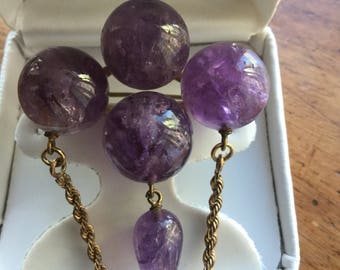 Vintage Victorian Revival Amethyst Large Brooch