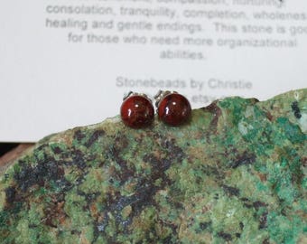 Ear Studs 6mm Poppy Jasper Titanium Posts and Clutches Hypo Allergenic Made in Newfoundland Relaxation