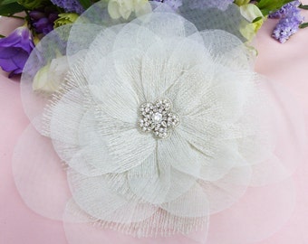 Tulle flower pin, fabric flower brooch, flower hair comb, flower hair clip, flower pin, wedding comb, wedding brooch