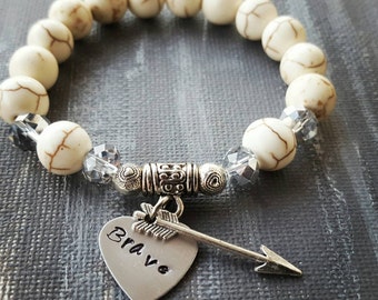Brave Beaded Gemstone Stretch Bracelet