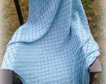 Aqua Marine acrylic yarn baby shawl, wrap or blanket