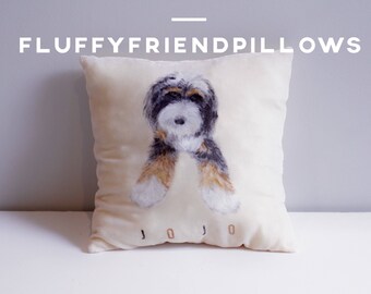 hand painted 100% silk velvet pet portrait pillow15*15