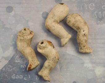 2 pair Ceramic Legs from Antique Porcelain Dolls