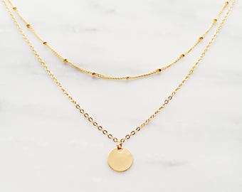 Gold Layered Necklace / Satellite Chain Necklace / Gold Satellite Necklace / Bohemian Necklace / Bridesmaid Necklace / Filled or Plated