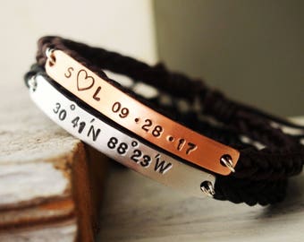 Couples bracelet, anniversary couple Bracelet braided leather bracelet Boyfriend girlfriend bracelets Personalized gift for Couples Bracelet