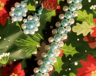 Formal Glass Peral Bracelet & Earrings