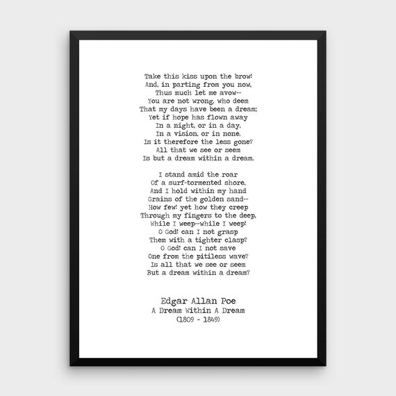 Edgar Allan Poe Print A Dream within a dream Poem Print
