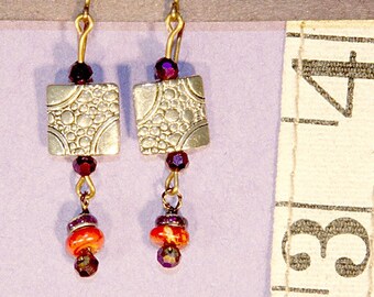 Veriscite & Snakeskin Silver Bead Earrings