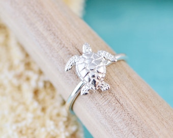 Turtle Ring, Sterling Silver Turtle Ring, Silver Sea Turtle Jewelry, Sea Life Ring, Nautical Turtle Ring, Gift For Her