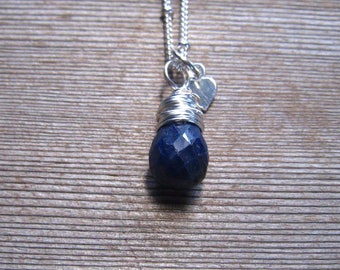 Childs Sapphire Necklace, Little Girl Jewelry, September Birthstone, Sterling Silver, Girls Birthstone Pendant, Genuine Gemstone