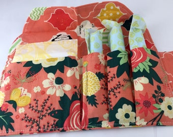 Privacy Pouch - Orange Tampon Case - Sanitary Pad Case - Fabric Tampon Case - Tampon Bag - Tampon Holder - Fabulous Main in Coral